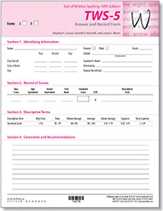 TWS-5: Test of Written Spelling-Fifth Edition: Answer and Record Form (50)